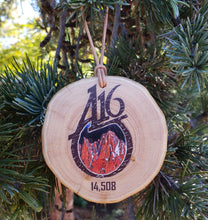 Load image into Gallery viewer, Tree Ornament w/ Mt Whitney within A16 logo