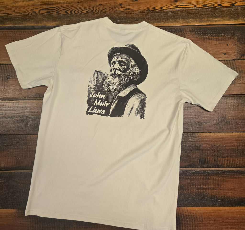 VINTAGE "JOHN MUIR LIVES" Natural T-Shirt w/ Front Chest Pocket