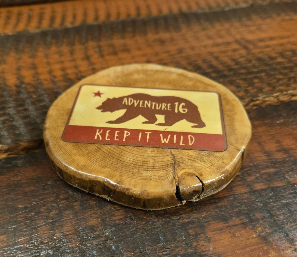 NEW!  Wood Art CA Bear "KEEP IT WILD" Coaster    Printed