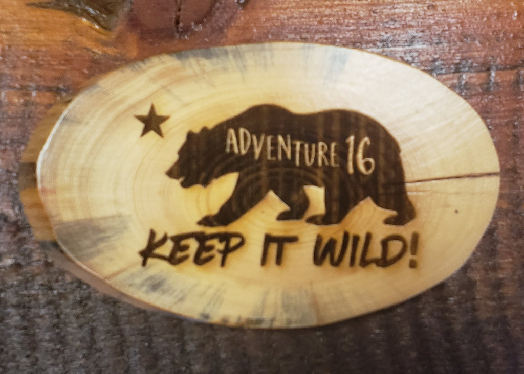 Wood Art  CA Flag Bear "Keep It Wild!" Medallion Plaque