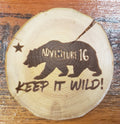 Wood Art Coaster  California Flag Bear "Keep It Wild"