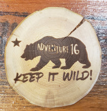 Load image into Gallery viewer, Wood Art Coaster  California Flag Bear &quot;Keep It Wild&quot;
