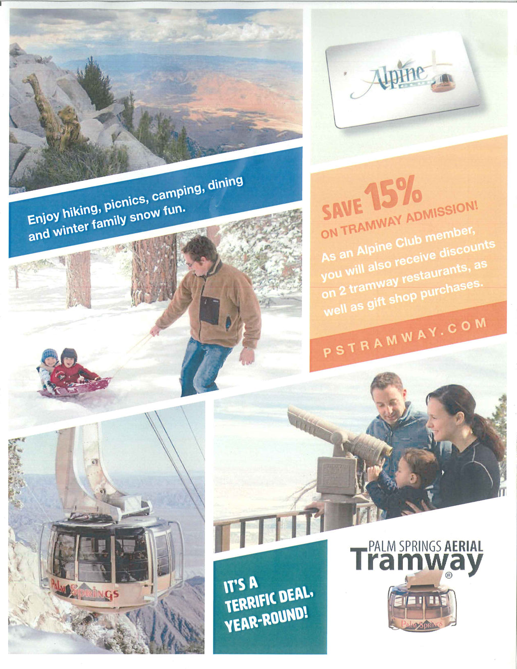 15% Discount Card for Palm Springs Tramway - FREE! with $16+ purchase - Limited Supply