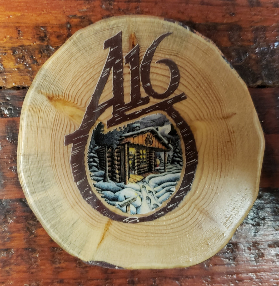 Wood Art Coaster  A16 Cabin Holiday Logo