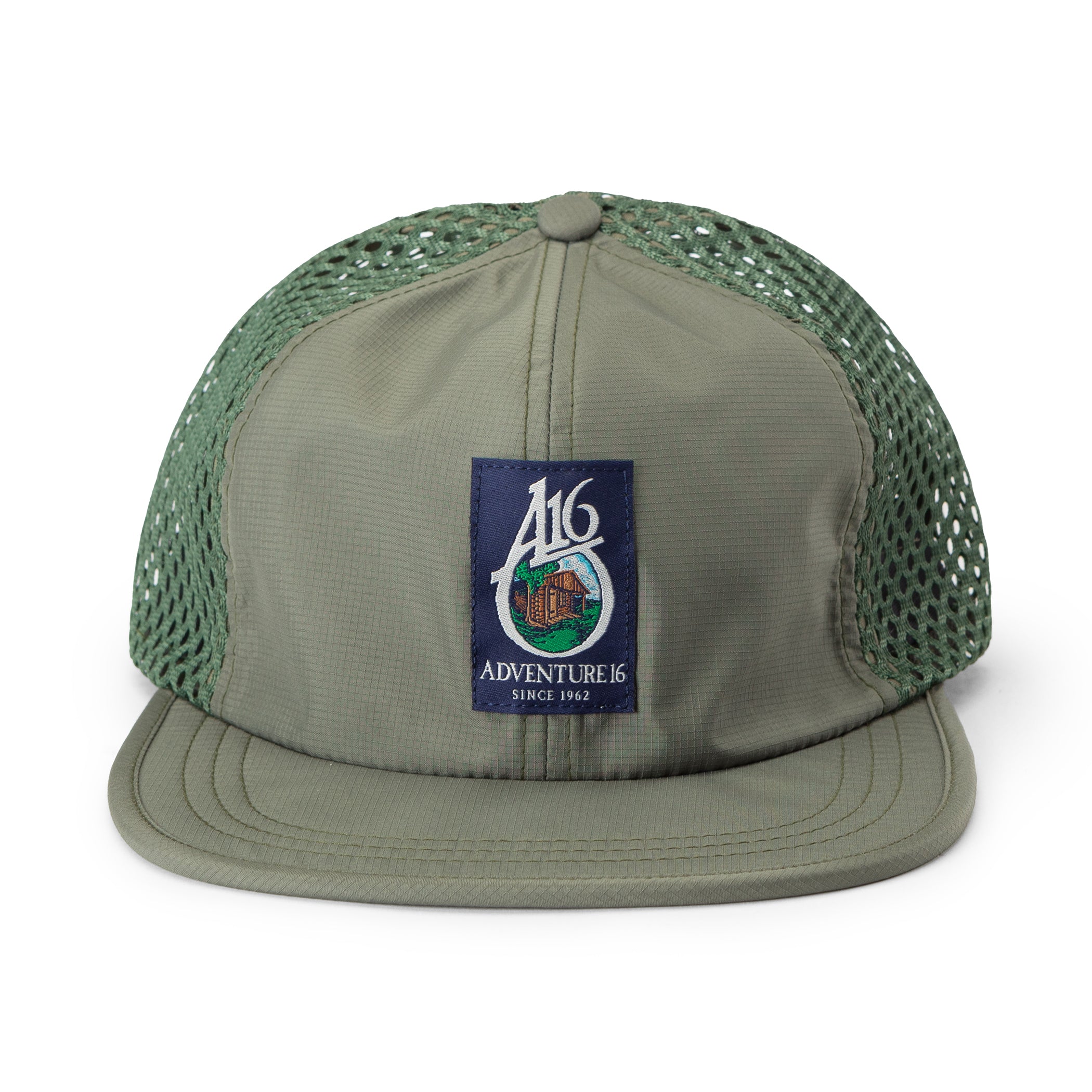 Cabin Label Trail Hat: Sage/Navy