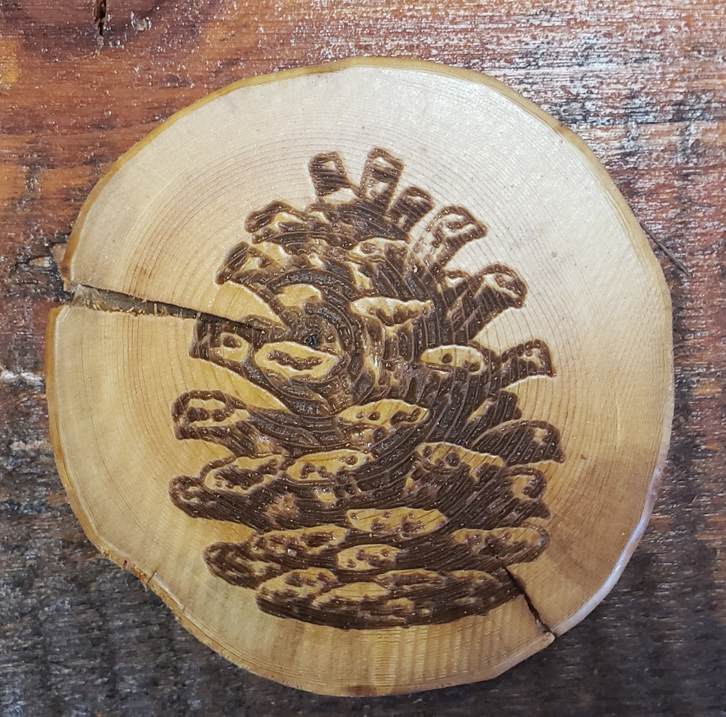 Wood Art Coaster Pinecone