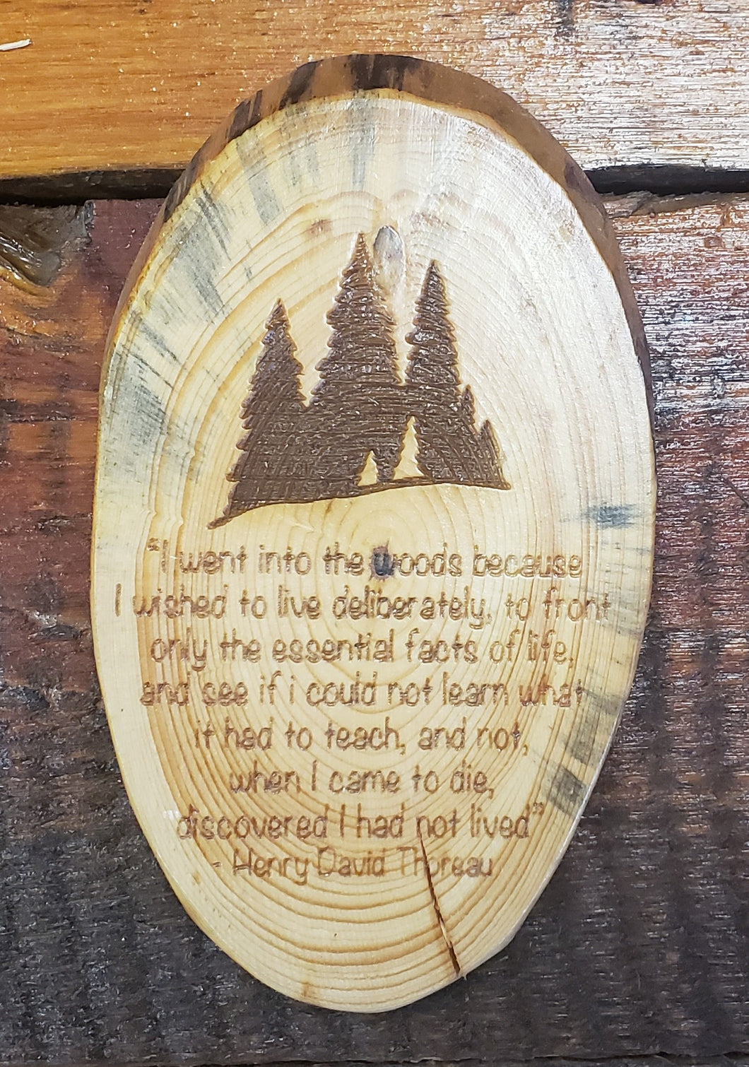 Wood Art Thoreau Quote Medallion  Plaque